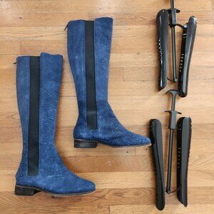 Free People Callow Textured Boots - Blue Suede - Size 8